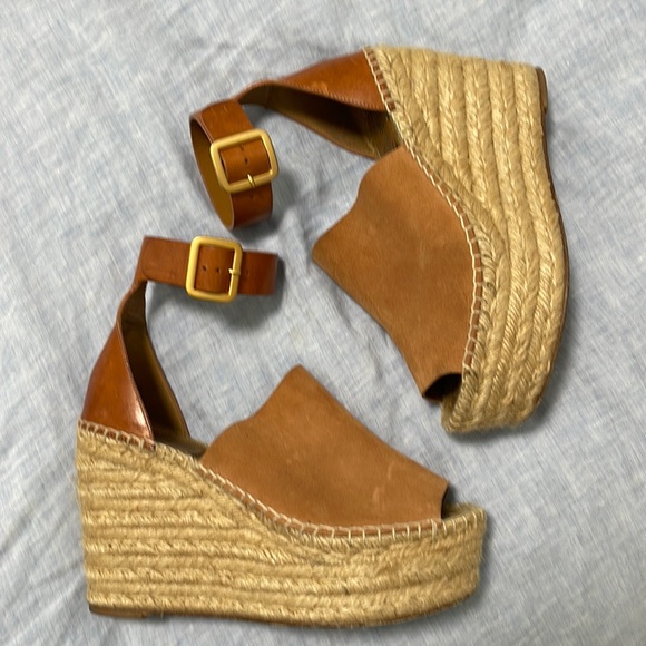 Chloe tan leather wedge Espadrilles - Picture 3 of 8